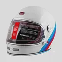 🛍 Мотошлем BEON Vintage F1 shiny whitered blue