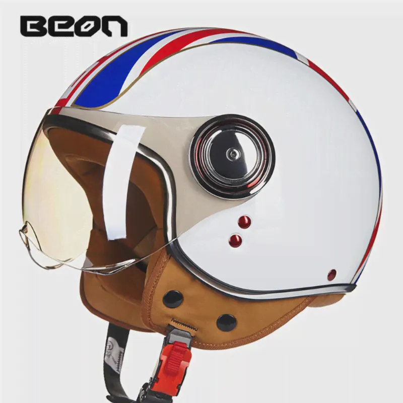 BEON Мотоциклетный шлем Chopper 3/4 С открытым Лицом Винтажный Мото Шлем Moto Capacete De Moto Мужчины Женщины Мото Скутер Мотоциклетный Шлем