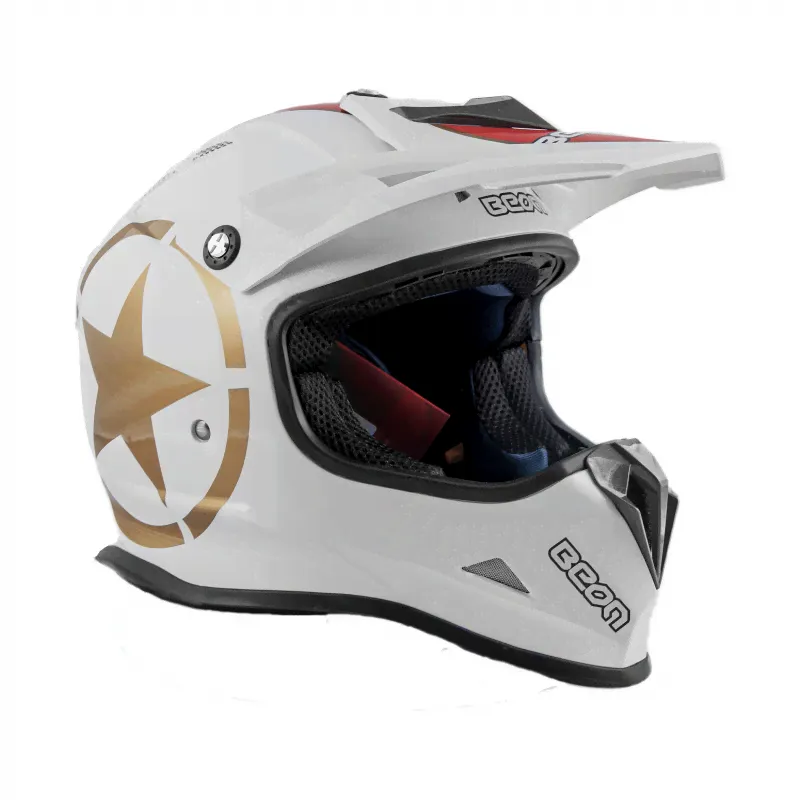 Детский кроссовый шлем Beon MX-17 White/Gold-4