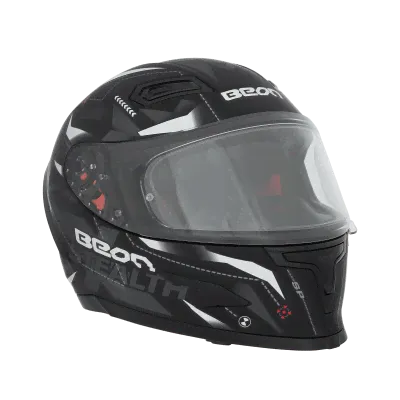 Шлем Beon B-503 Stealth matt black/white-0